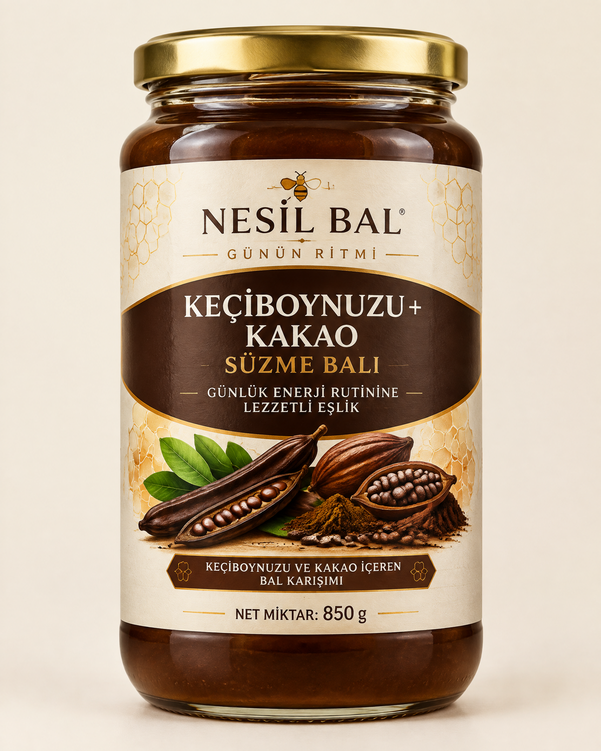 Günlük enerji rutinine lezzetli eşlik. Keçiboynuzu + Kakao Süzme Balı — 850 g