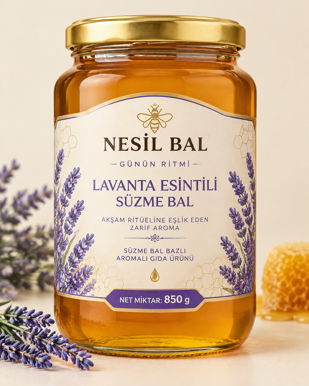 Akşam ritüeline eşlik eden zarif Bal - Lavanta Esintili Süzme Bal — 850 g