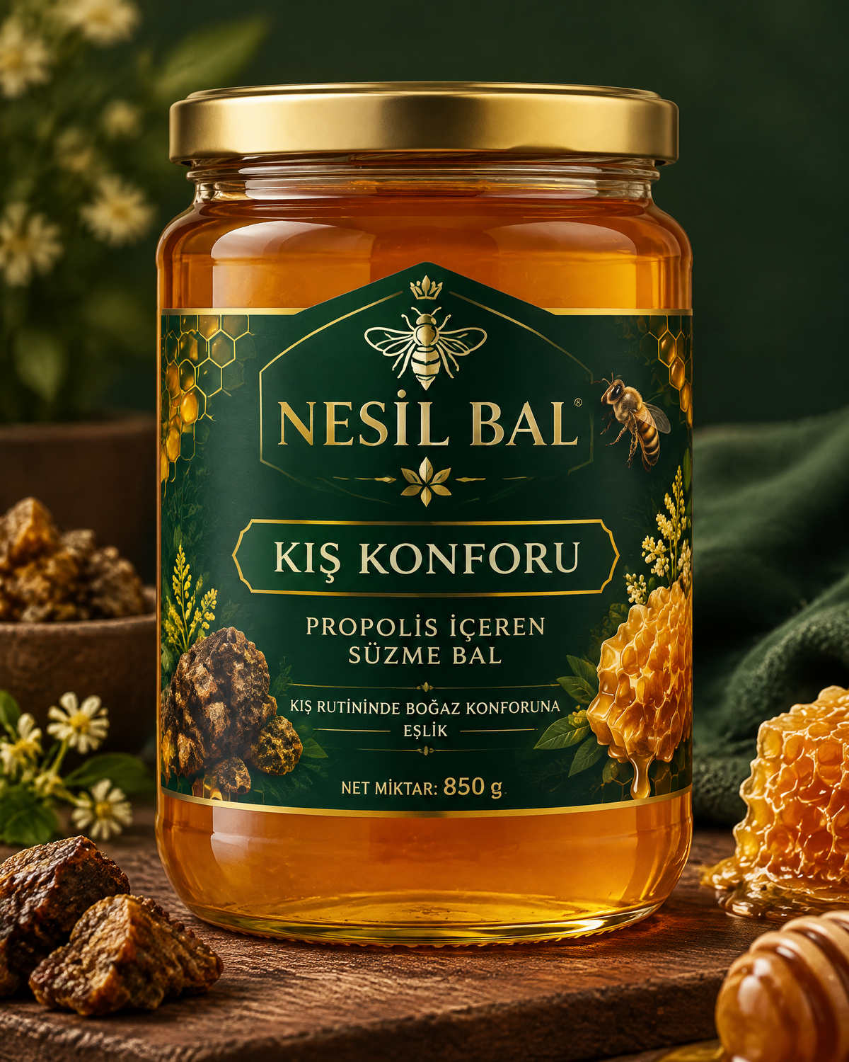 Kış rutininde boğaz konforuna eşlik. Propolis İçeren Süzme Bal — 850 g