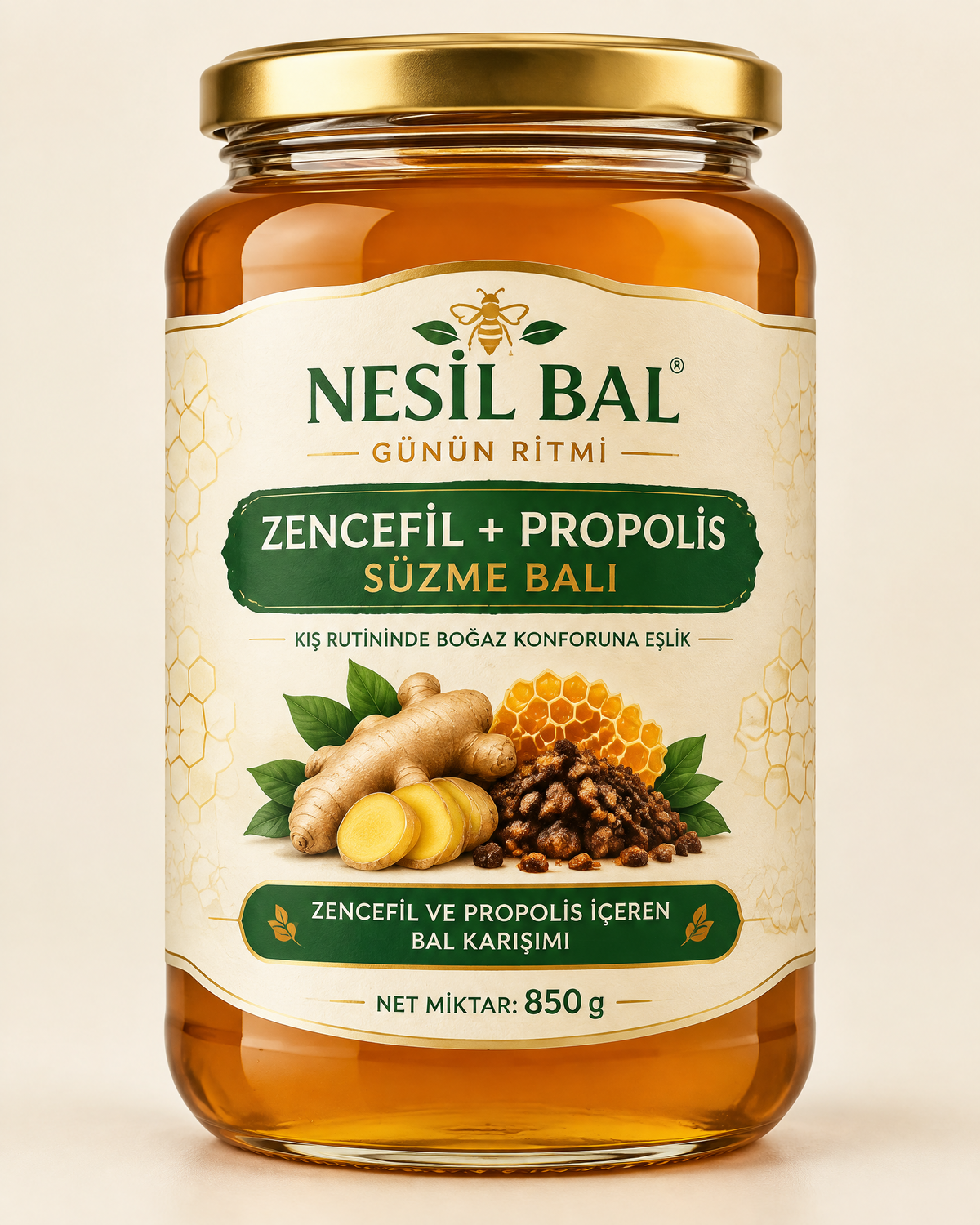 Kış Rutini - Zencefil + Propolis Süzme Balı — 850 g