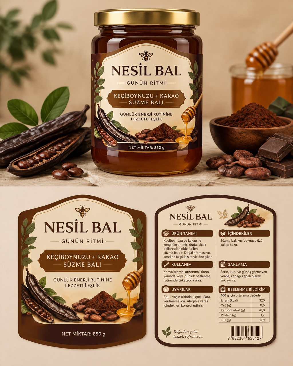 Günlük enerji rutinine lezzetli eşlik. Keçiboynuzu + Kakao Süzme Balı — 850 g