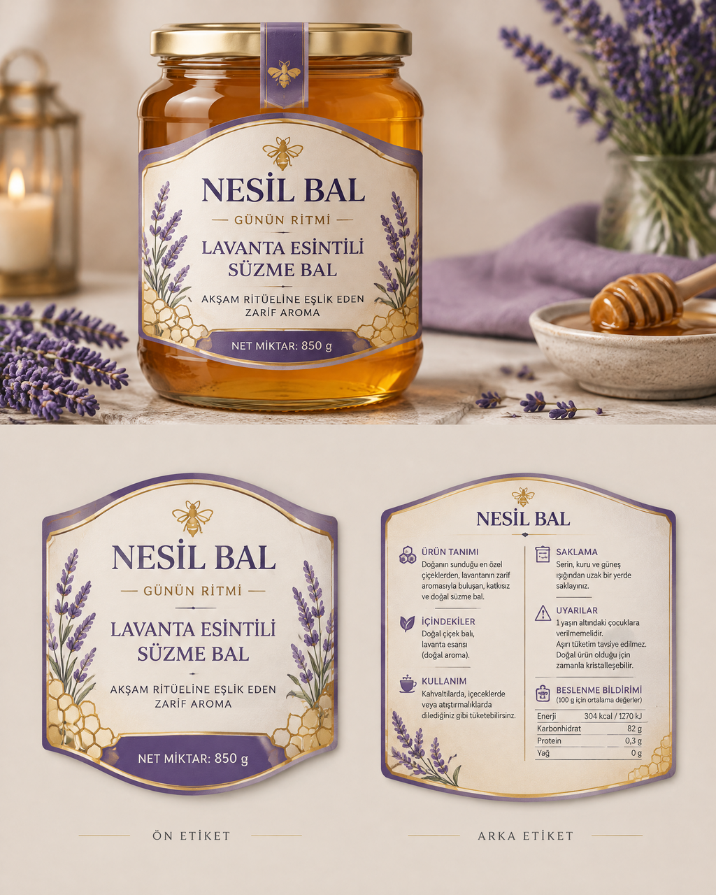 Akşam ritüeline eşlik eden zarif Bal - Lavanta Esintili Süzme Bal — 850 g