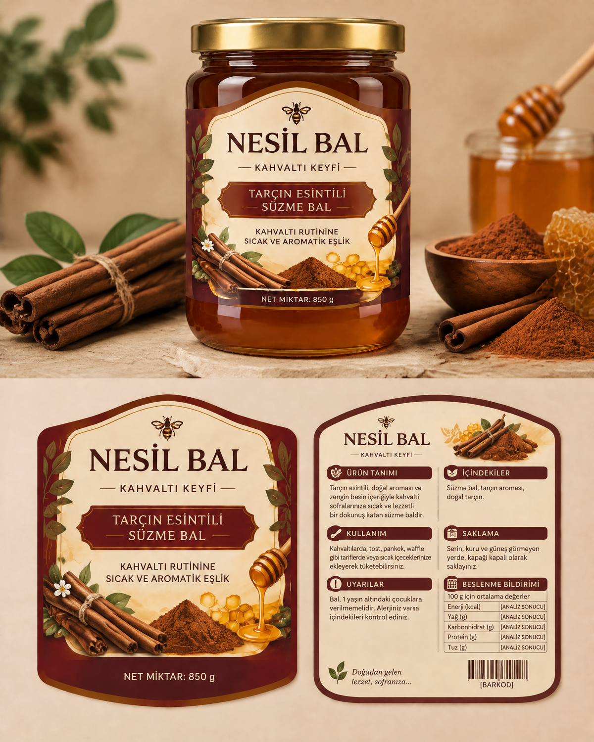 Kahvaltı rutinine sıcak ve aromatik eşlik. Tarçın Esintili Süzme Bal 850 g
