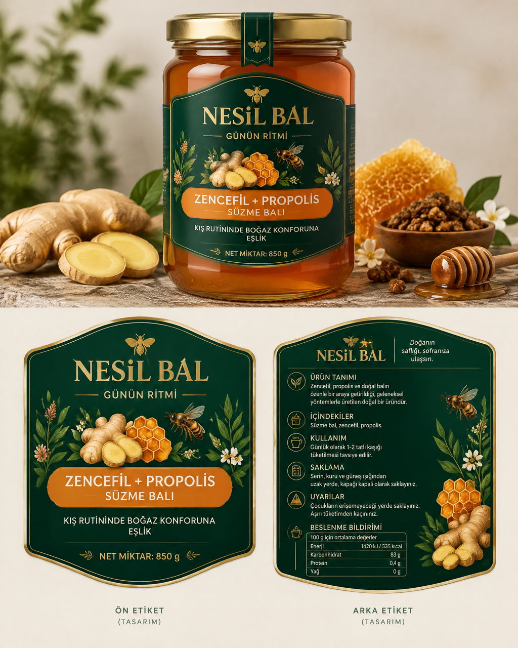 Kış Rutini - Zencefil + Propolis Süzme Balı — 850 g