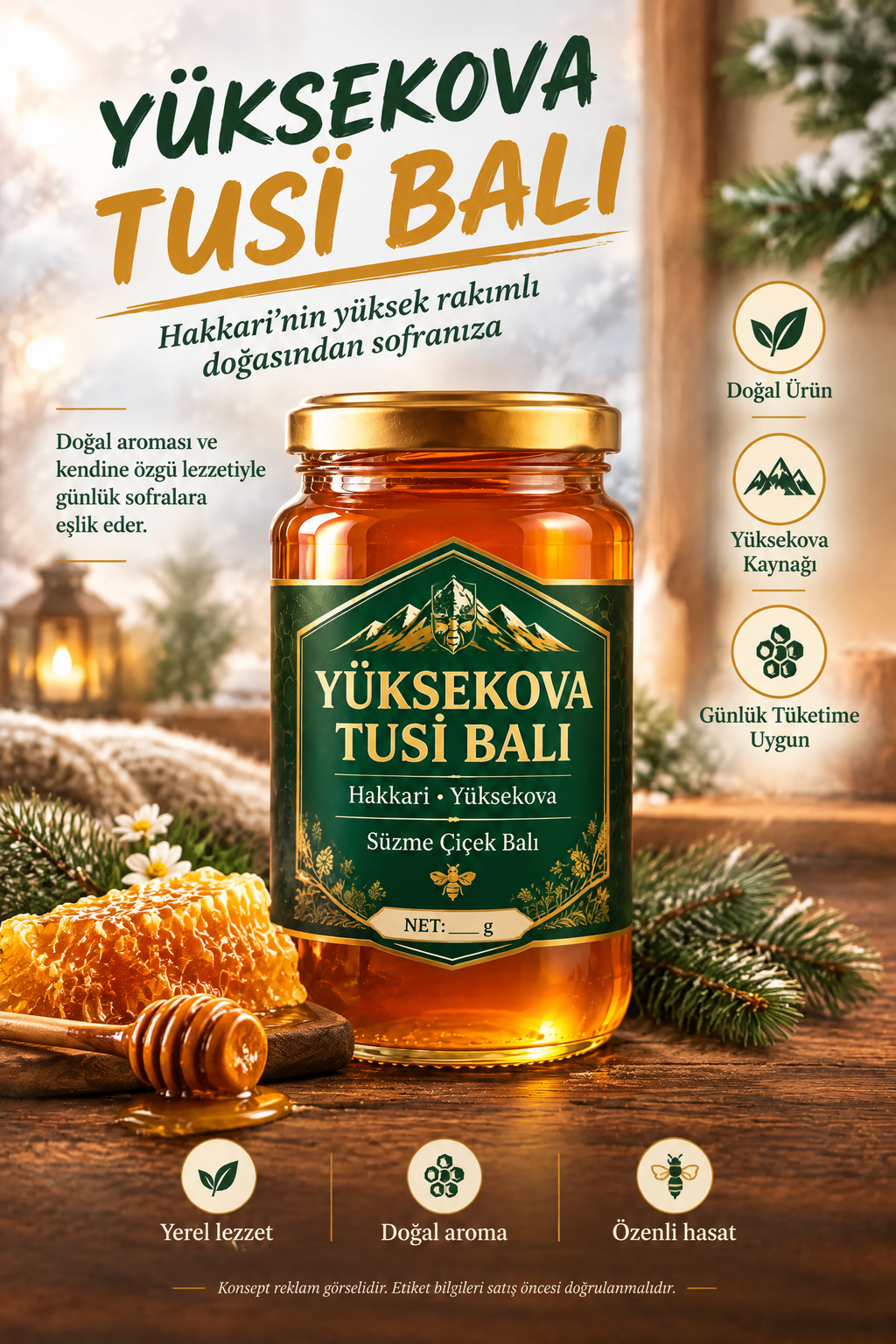 Hakkari Yüksekova Tusi Balı | Doğal Yöresel Bal 850 Gr
